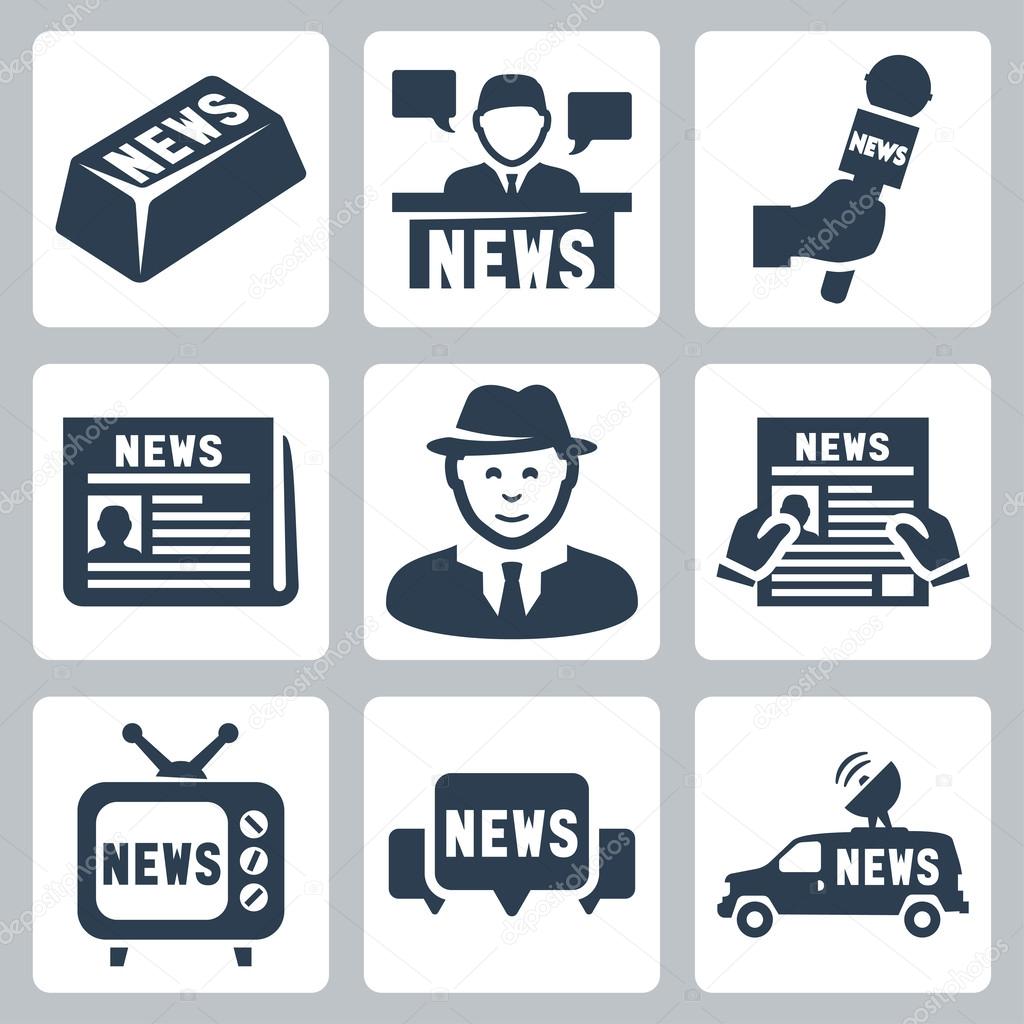 Vector news and journalism icons set