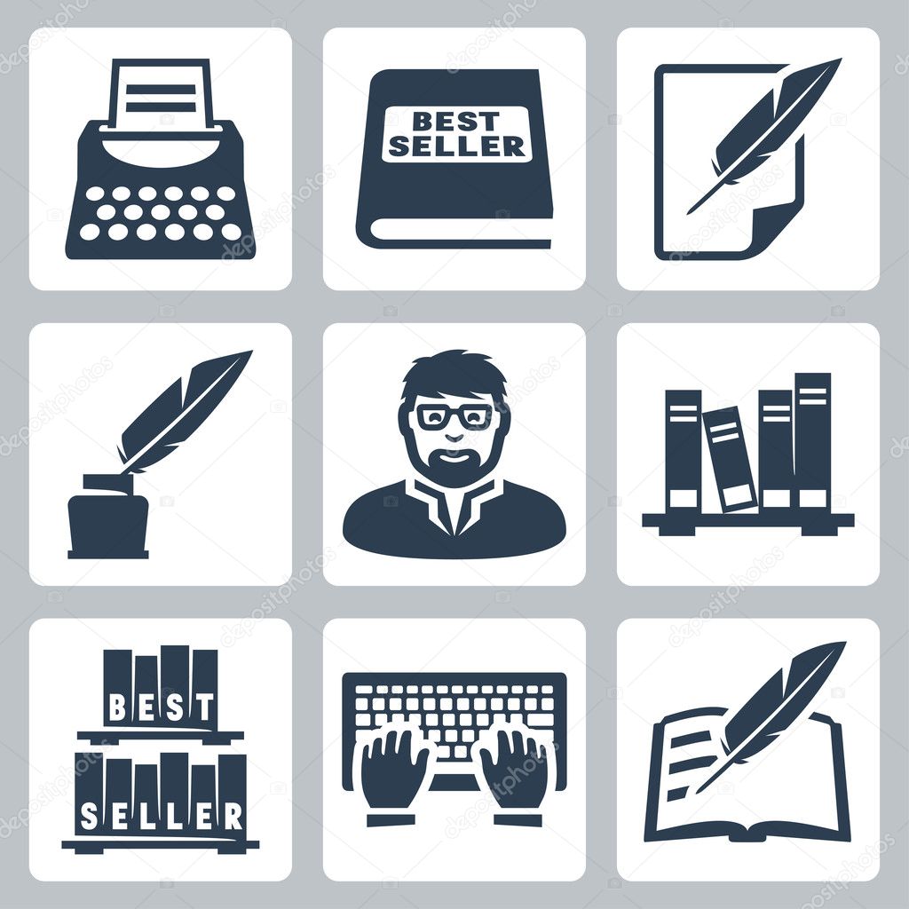 Vector writer icons set