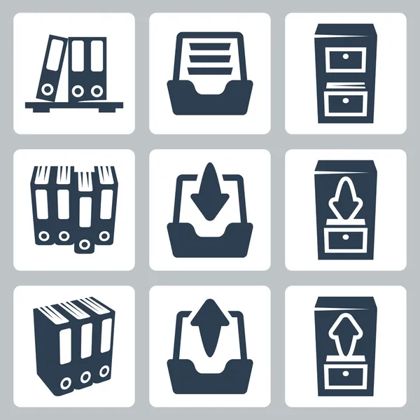 Vector isolated archive icons set — Stock Vector