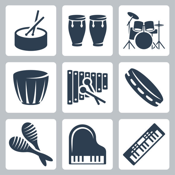 Vector musical istruments: drums and keyboards