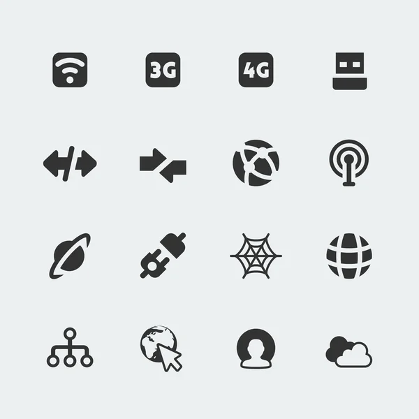 Conjunto de mini iconos de conexión e Internet aislado vectorial — Archivo Imágenes Vectoriales