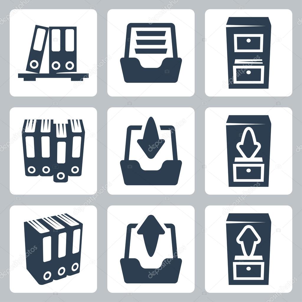 Vector isolated archive icons set