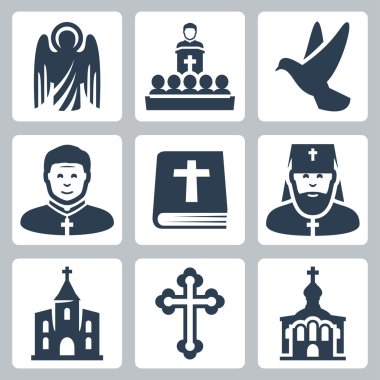 Vektör Hıristiyan din Icons set