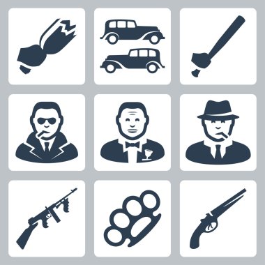 Vector isolated mafia icons set clipart