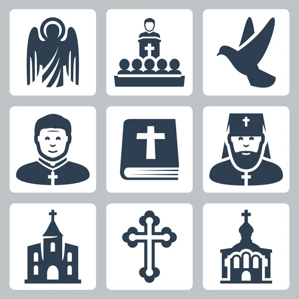 Vector christelijke godsdienst icons set — Stockvector