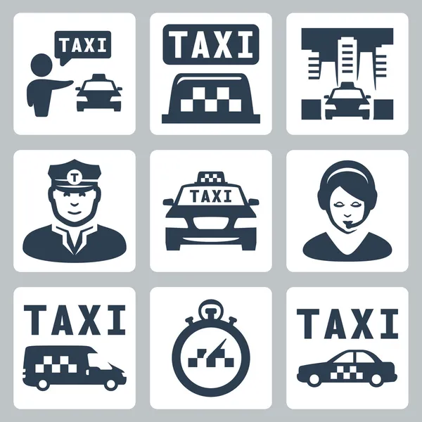 Set di icone taxi vettoriali isolate — Vettoriale Stock