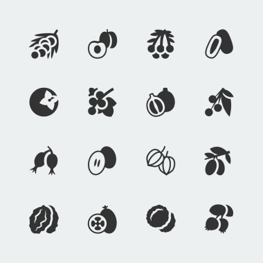 Vector fruits and berries mini icons set 3 clipart