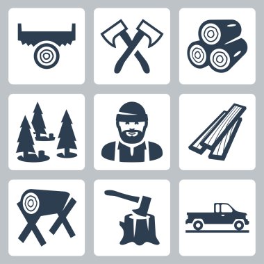 Vector lumberjack icons set clipart