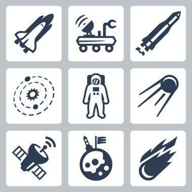 Vector space icons set clipart