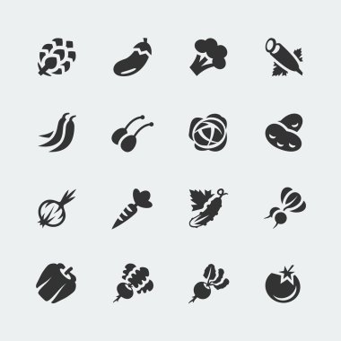 Vector vegetables mini icons set clipart