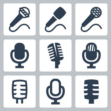 vektör izole mikrofon simgeler kümesi