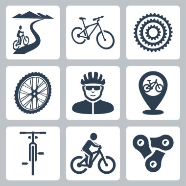 Bisiklet, Bisiklet Icons set vektör