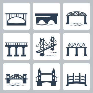 Vector isolated bridges icons set clipart