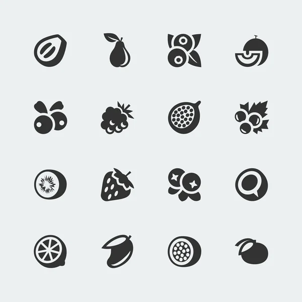 Set de vectores iconos mini frutas y bayas — Vector de stock