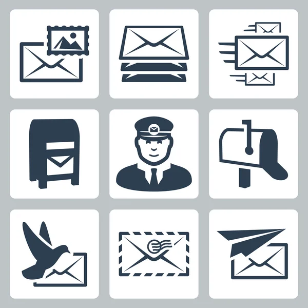 Conjunto de iconos de servicio de correos vectoriales — Archivo Imágenes Vectoriales