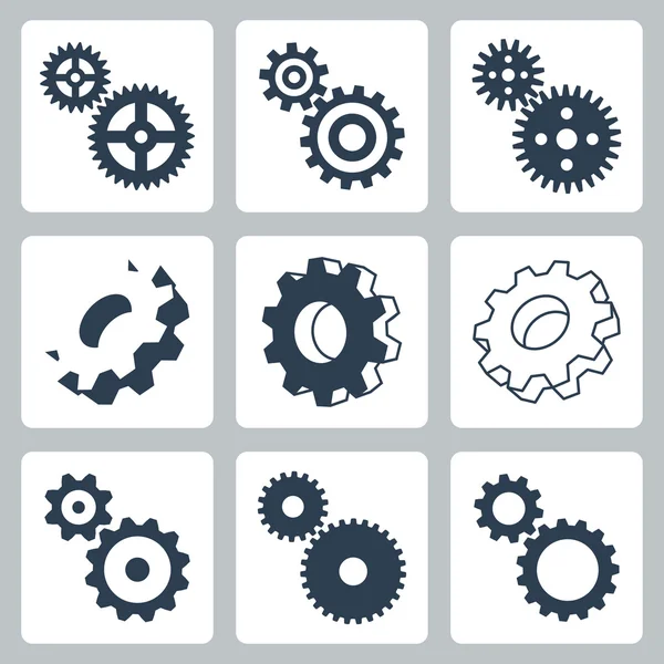 Vektor gears, cogwheeels ikoner set — Stock vektor