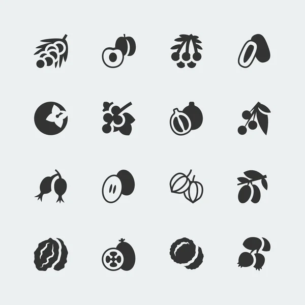 Vector fruits and berries mini icons set 3 — Stock Vector