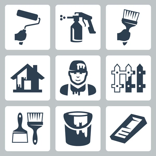 Vector house painter icons set — Stock Vector