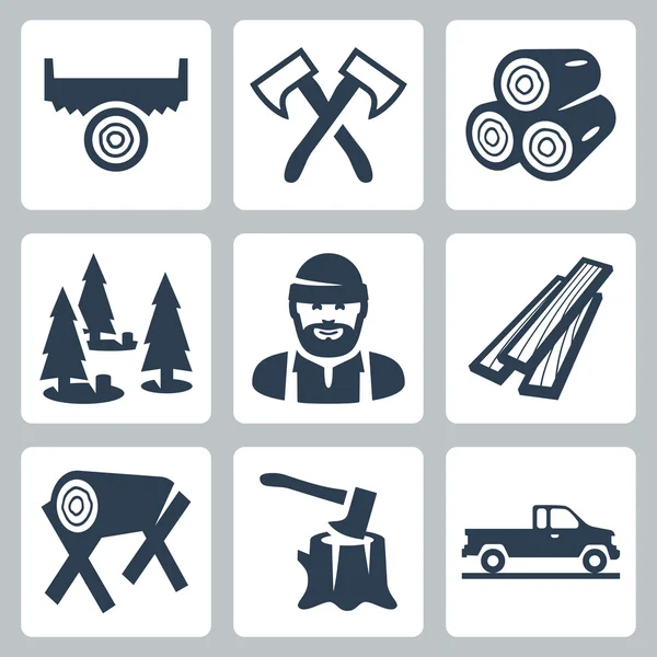 Vektor lumberjack ikoner set — Stock vektor