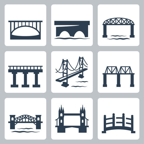 Набор значков векторных изолированных мостов
