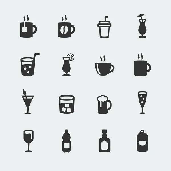 Conjunto de mini iconos de bebidas vectoriales — Vector de stock