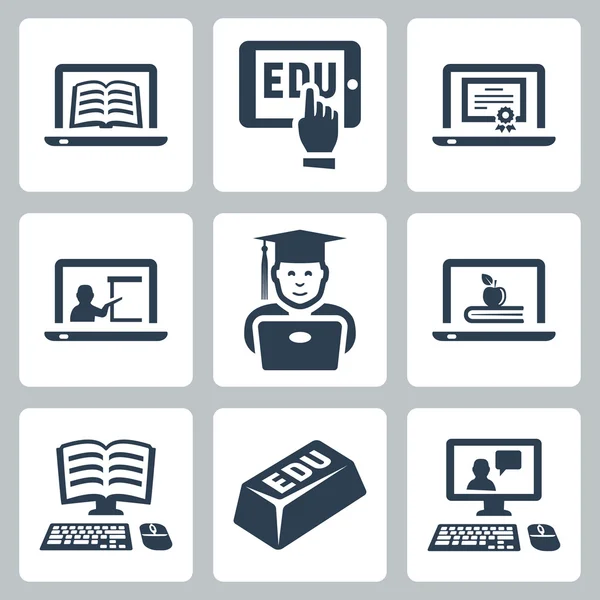 Vector online education icons set — Stock Vector