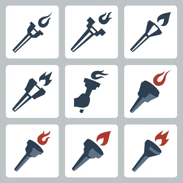 Ensemble d'icônes torches isolées vectorielles — Image vectorielle