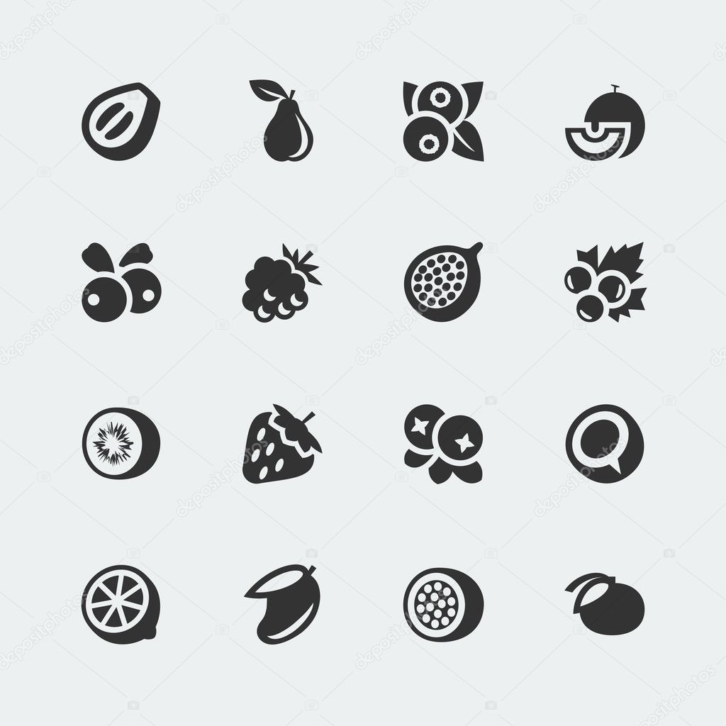 Vector fruits and berries mini icons set 2