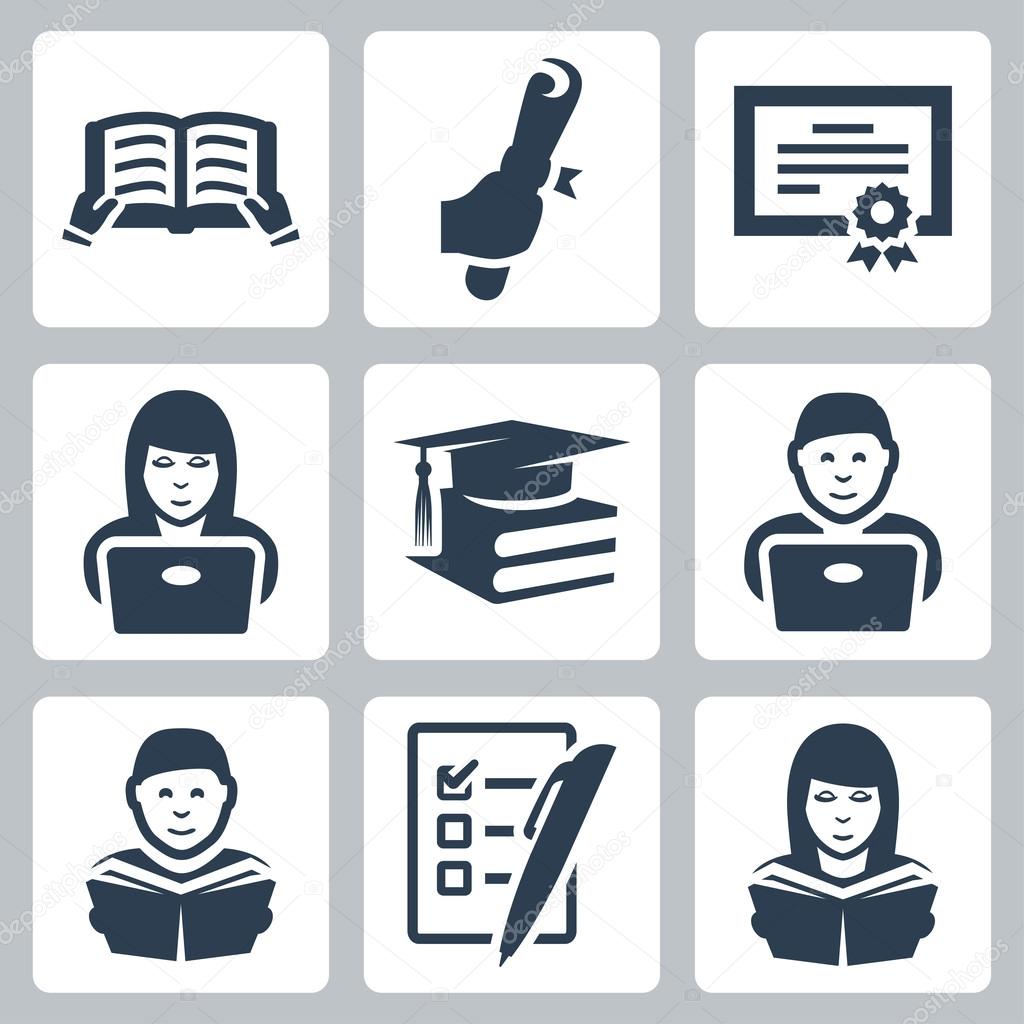 Vector higher education icons set