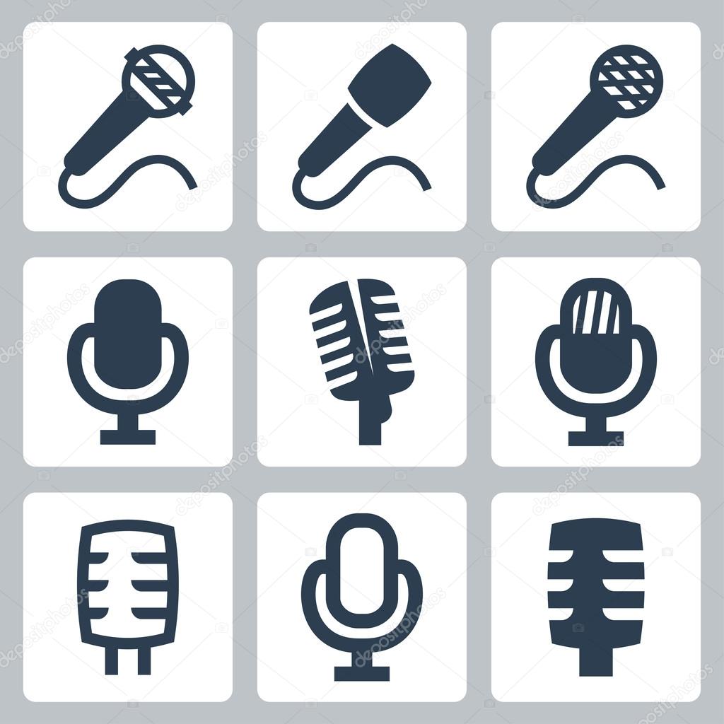 Vector isolated microphone icons set