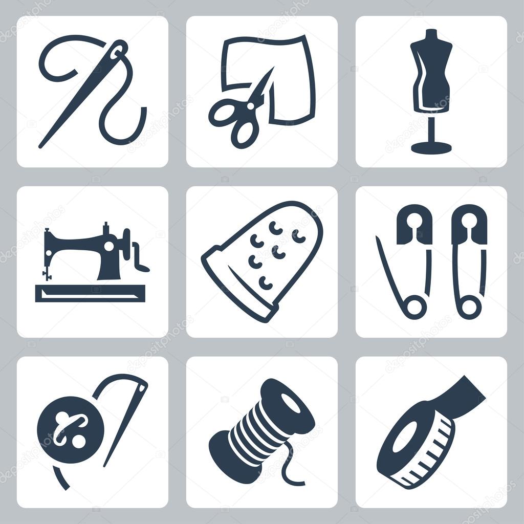 Vector tailor and sewing icons set