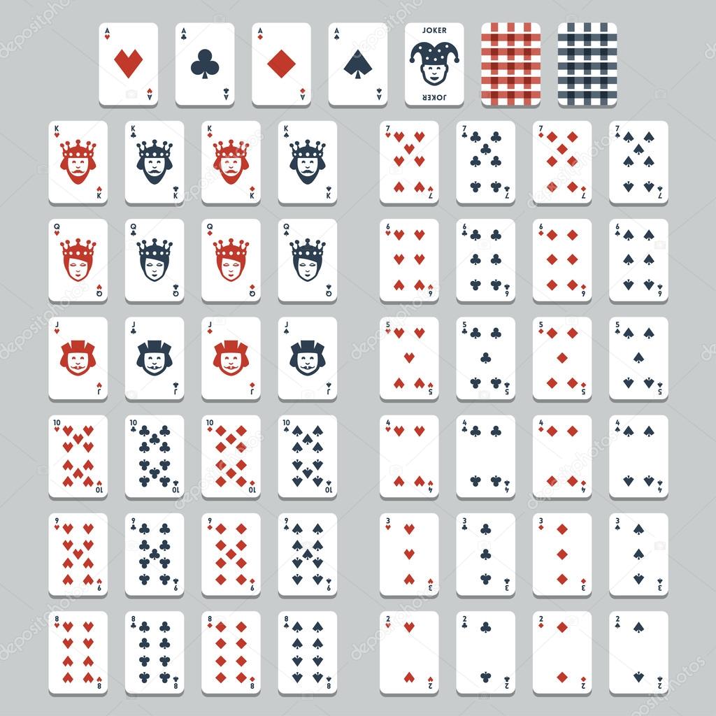 Vector playing cards, flat style