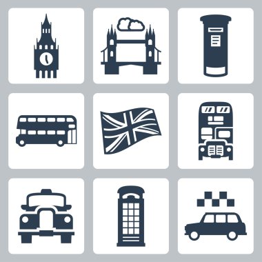 İngiltere, Londra Icons set vektör