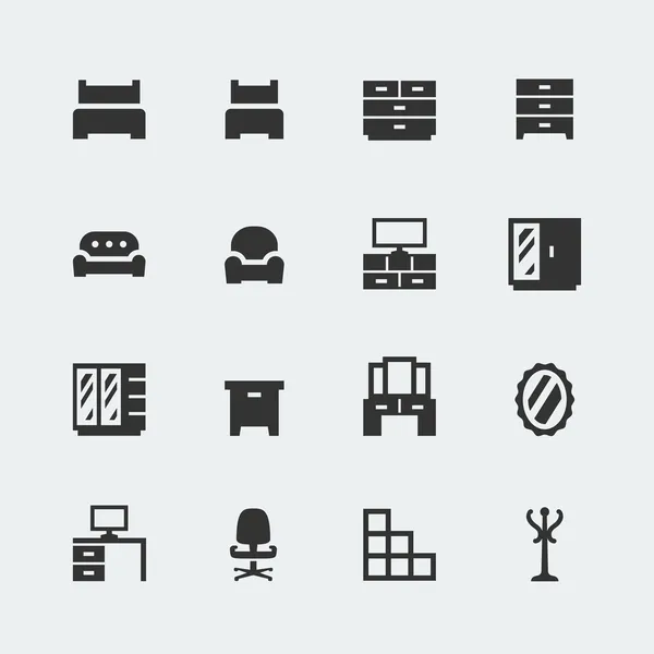 Vector home furniture mini icons set — Stock Vector