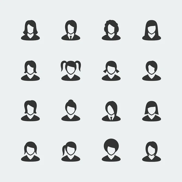 Conjunto de mini iconos de mujeres vectoriales — Vector de stock