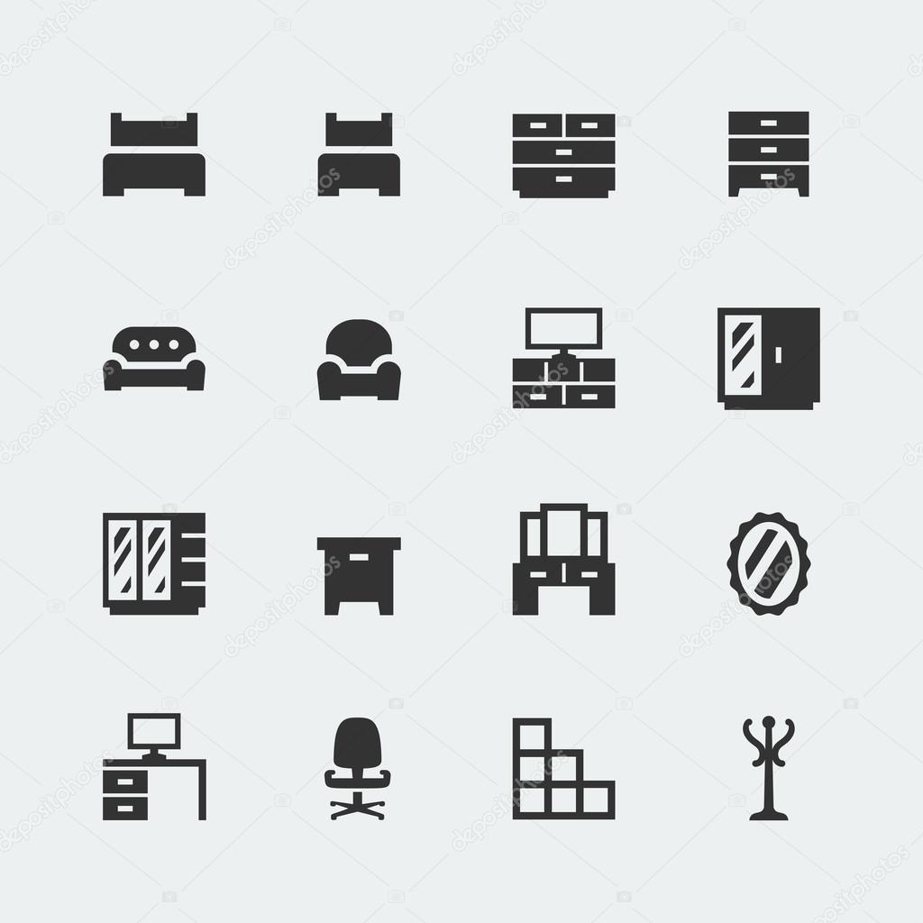 Vector home furniture mini icons set