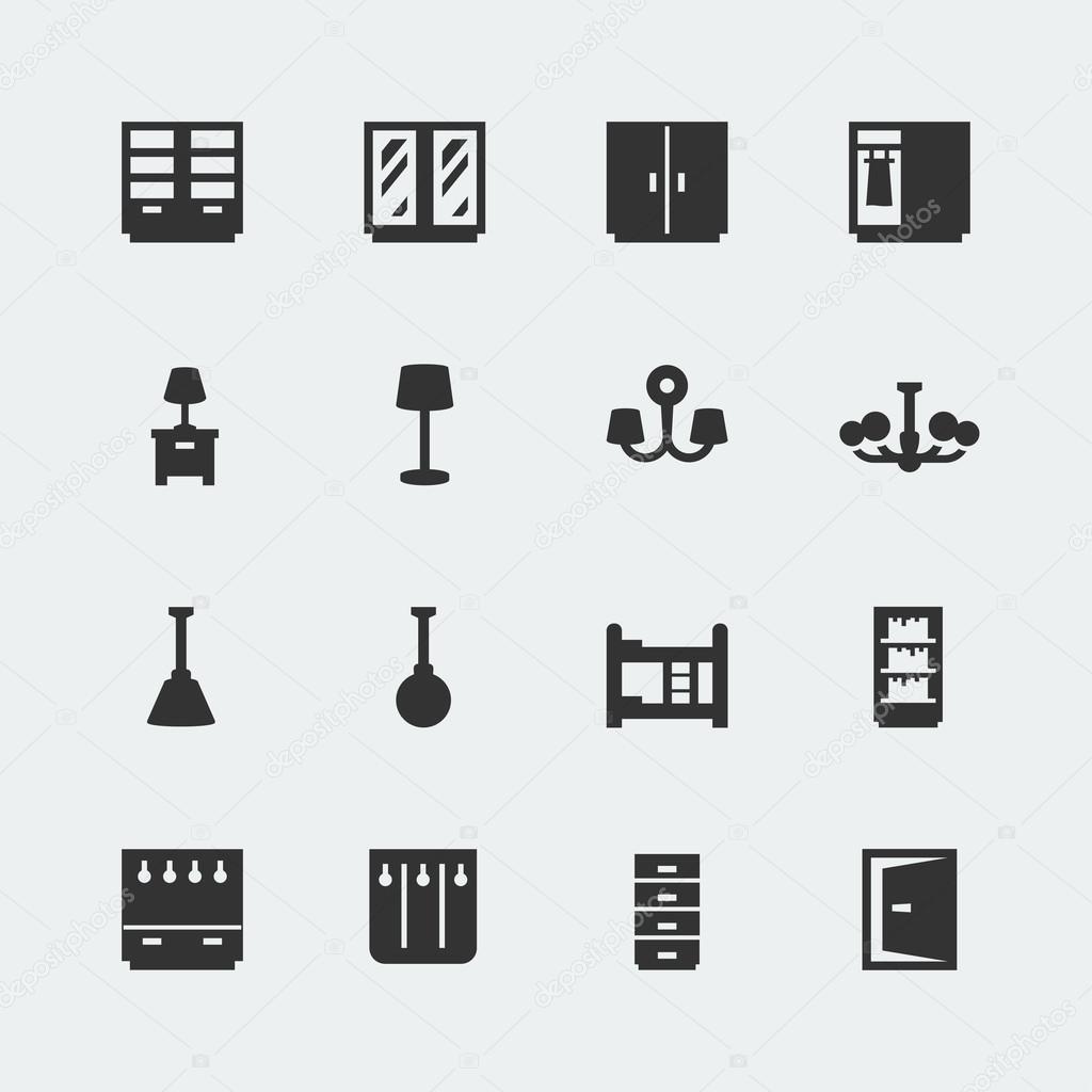 Vector home furniture mini icons set