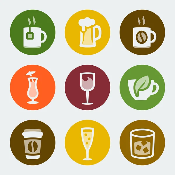 Vector drinks color icons set — Stock Vector