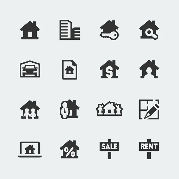 Vector inmobiliaria mini iconos conjunto — Archivo Imágenes Vectoriales