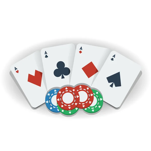 Pokerchips und Spielkarten — Stockvektor