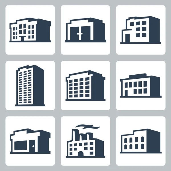 Byggnader ikoner — Stock vektor