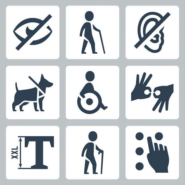 Disabled icons set — Stock Vector