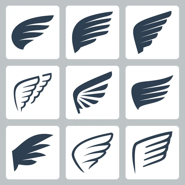 Ensemble d'icônes d'ailes — Image vectorielle