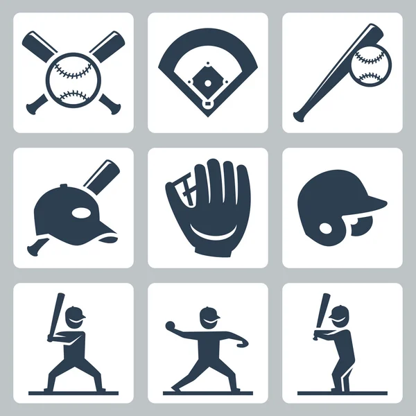 Conjunto de iconos de béisbol — Vector de stock