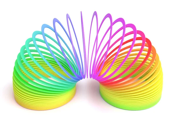 Slinkig Regnbåge Plast Spiral Våren Leksak — Stockfoto