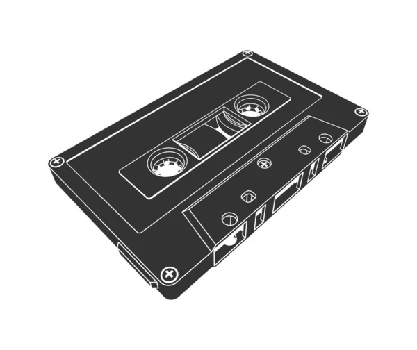 Compact Tape Audio Cassette Silhouette Style — Vector de stock