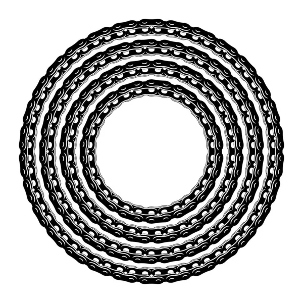 Circles Out Roller Bicycle Chain Silhouette Style Turned Outwards — Stock Vector