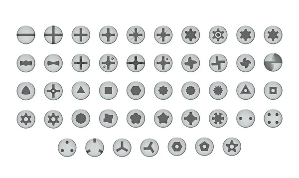 Screw Drive Types Screws Icon Set — стоковый вектор
