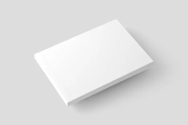 Softcover Landscape Book White Blank 3D Rendering Mockup — Foto Stock