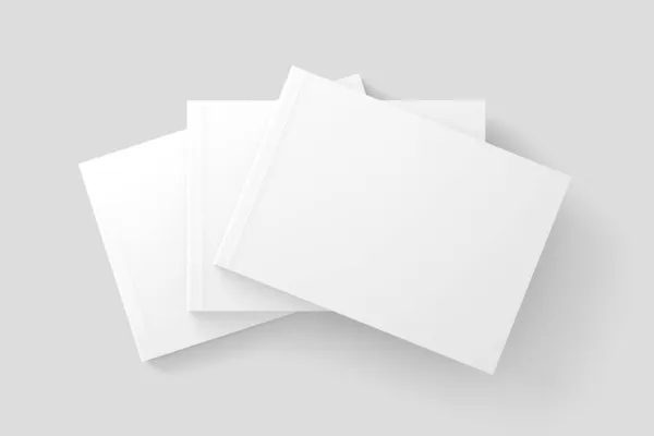 Softcover Paisagem Livro Branco em branco 3D Rendering Mockup — Fotografia de Stock